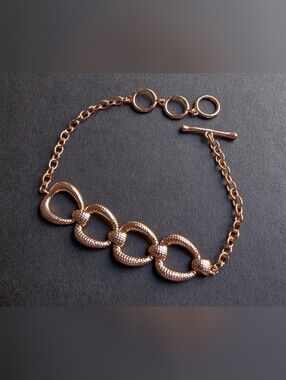 Textured Link Copper Toggle Bracelet